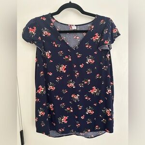 Cute Floral Flutter Sleeve Top